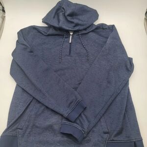 Men's Under Armour Cold Gear Blue Striped Pull Over Hoodie Sweatshirt Large